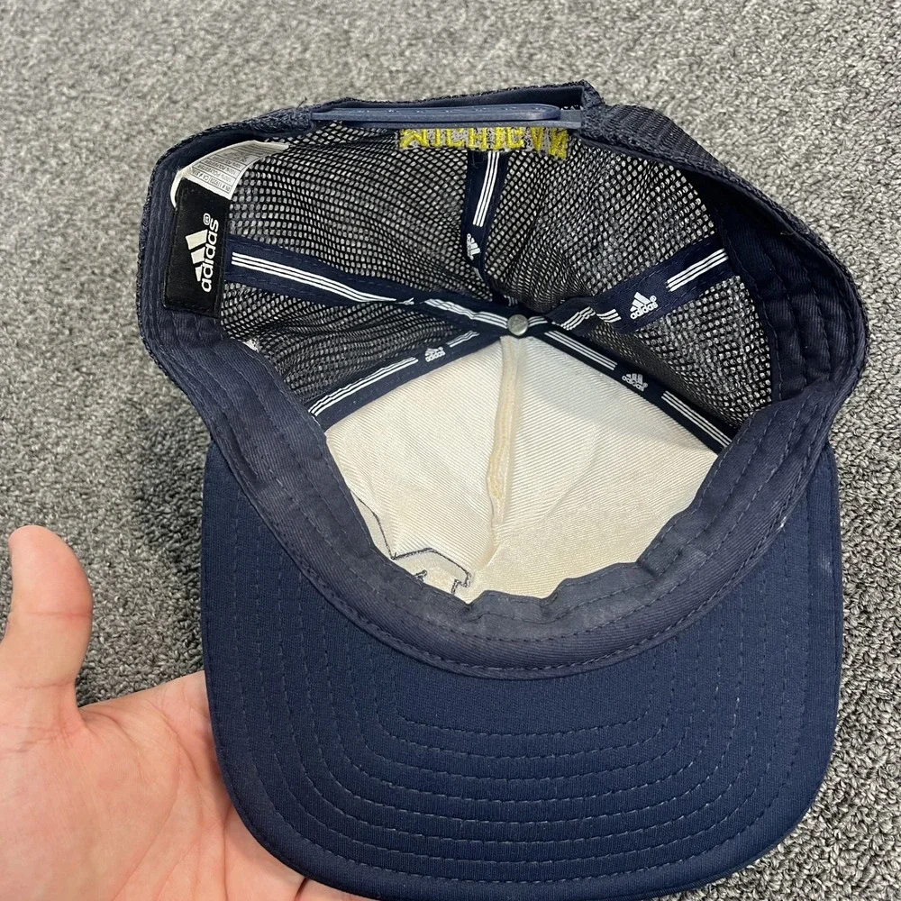 Adidas Vintage Michigan Wolverines Trucker Hat OSFA Navy White Snapback Mesh Cap